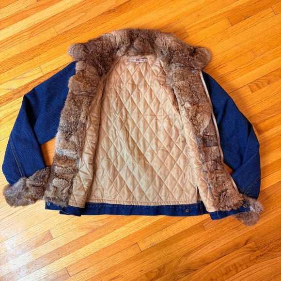 Vintage 90s Fur Denim Jacket 🤎 - Picture 13 of 16